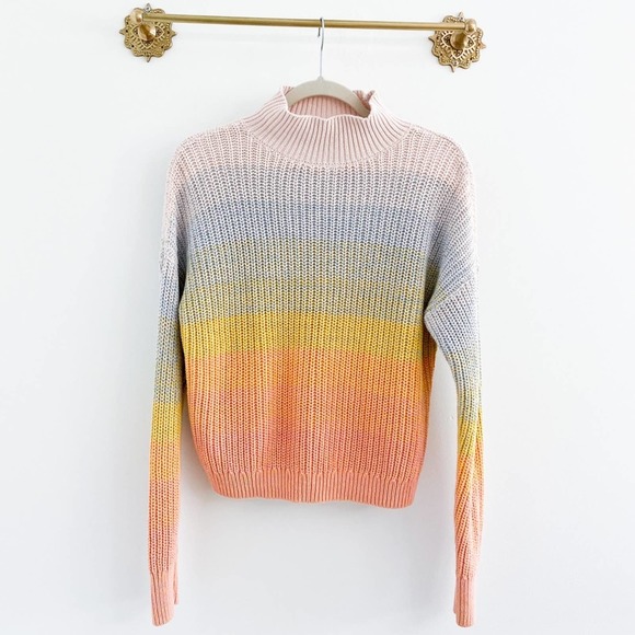 LC Lauren Conrad Sweaters - Lauren Conrad Ombré Rainbow Mock Sweater